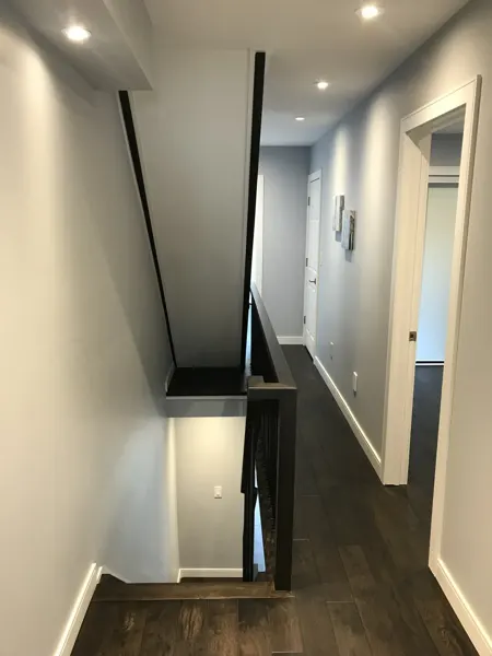 Completed hallway and stair railing