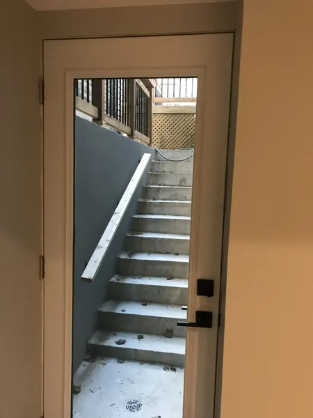 Completed basement exit stairs