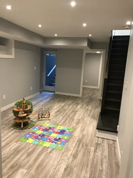 Completed basement living area