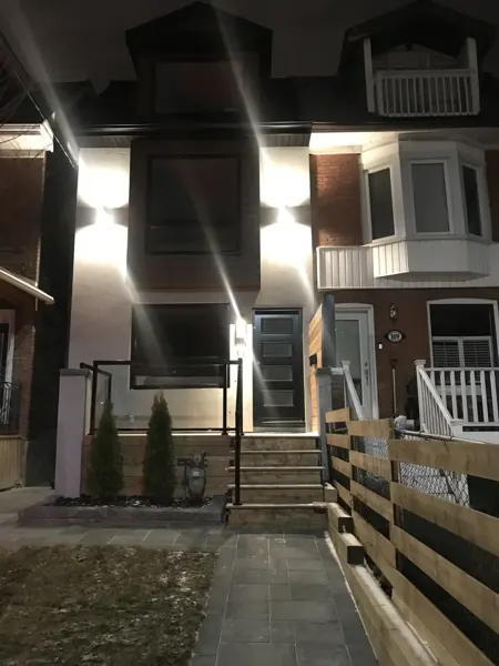 Completed front entrance at night