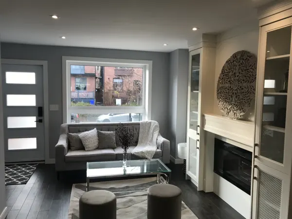 Finished living room and front entrance