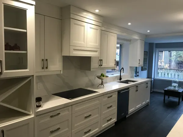 Finished kitchen and rear seating area