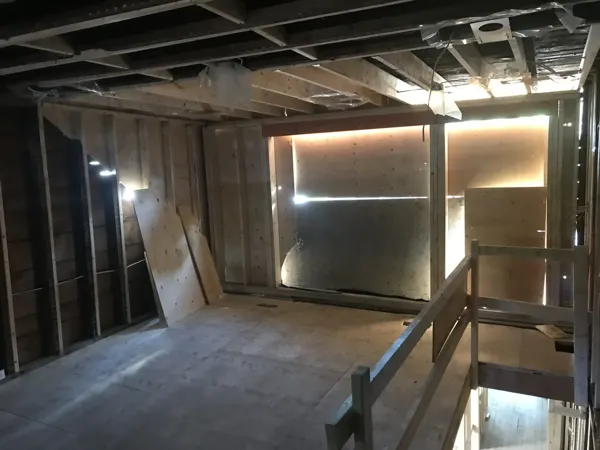 Rear room framing beside the stair opening