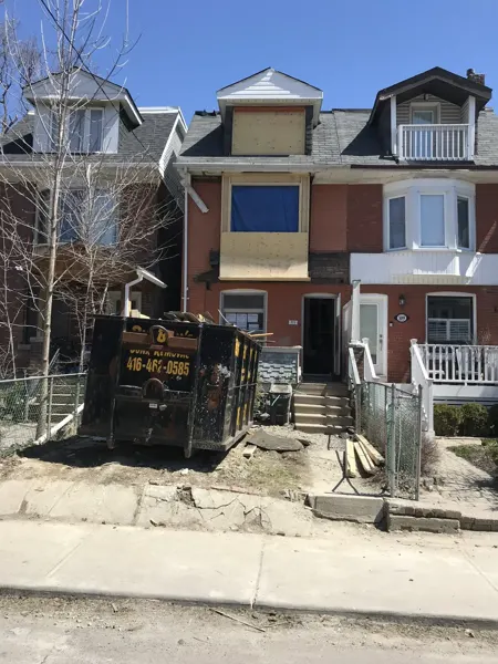 Front facade and window openings during construction