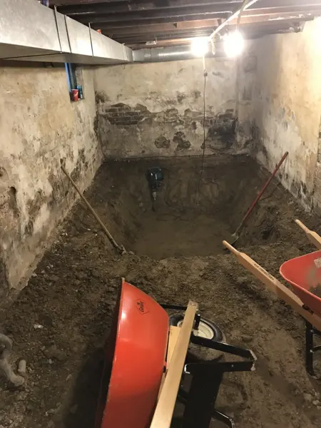 Basement floor excavation