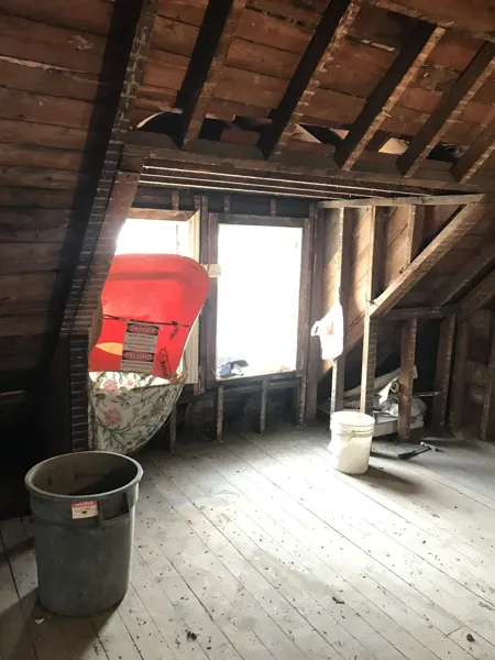 Roof space opened up during demolition