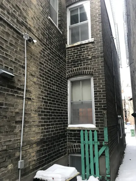 Original brick side wall