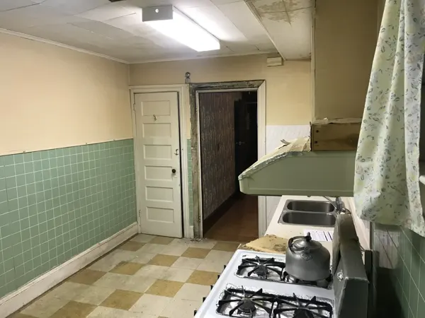 Original kitchen and doorway