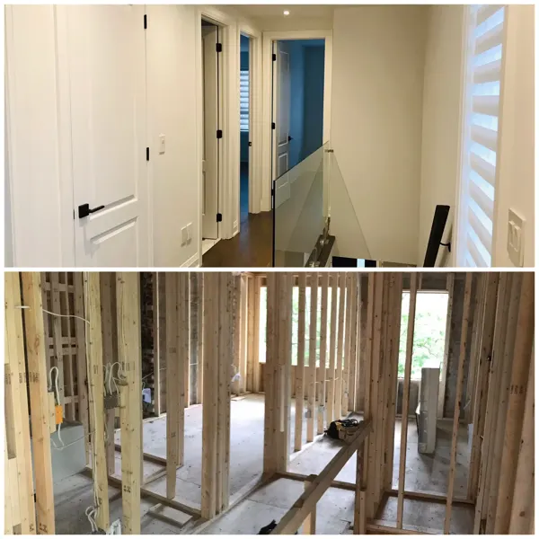Upper landing transformation — construction and finished doors