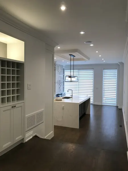 Completed main floor — view through to the rear kitchen
