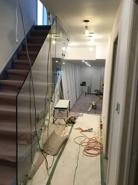 Staircase — glass balustrade installation and finish work
