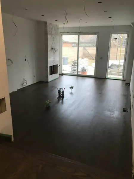 Kitchen — timber flooring before cabinetry installation