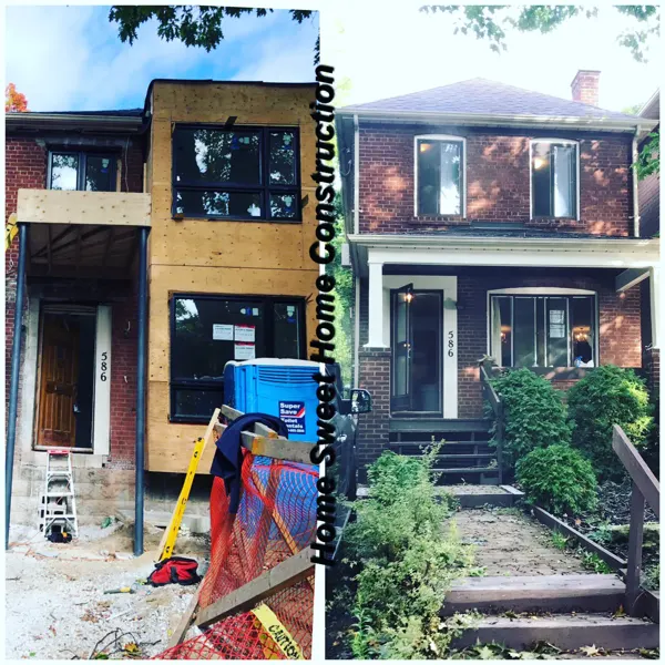 Front exterior transformation — original facade and construction