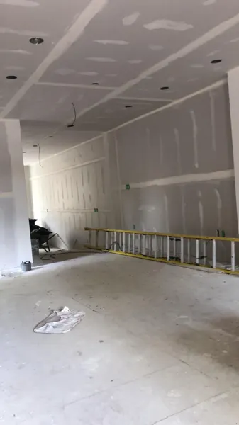 Interior — drywall boarding and taped joints