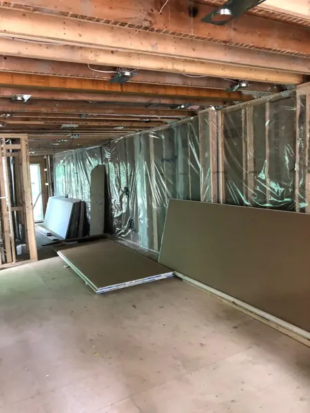Interior — insulation, wiring and boards ready for drywall
