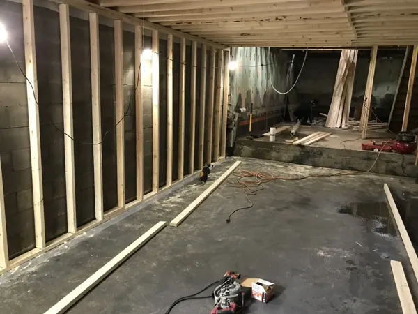 Basement — new partition framing and services
