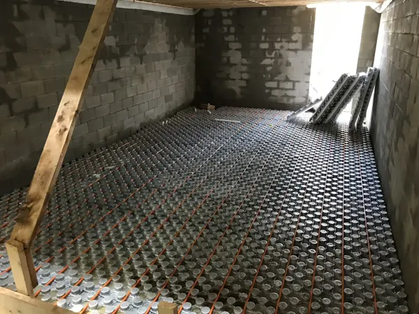 Basement — underfloor heating before the floor is poured