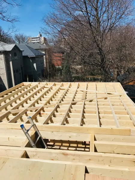 Rear addition — new floor joists viewed from above