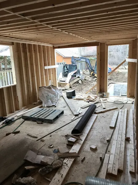 Rear addition — new rear wall and door openings