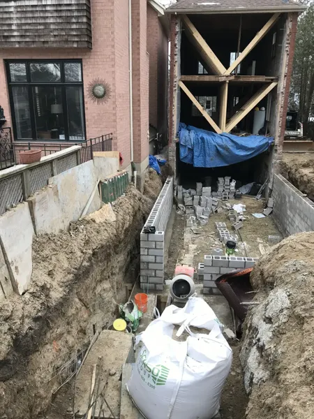 Rear addition — new block foundation walls