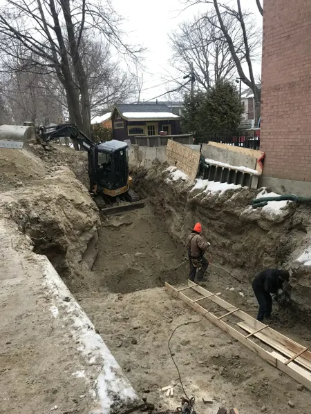 Rear addition — excavation toward the garden