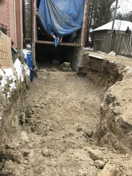 Rear addition — excavating the addition footprint