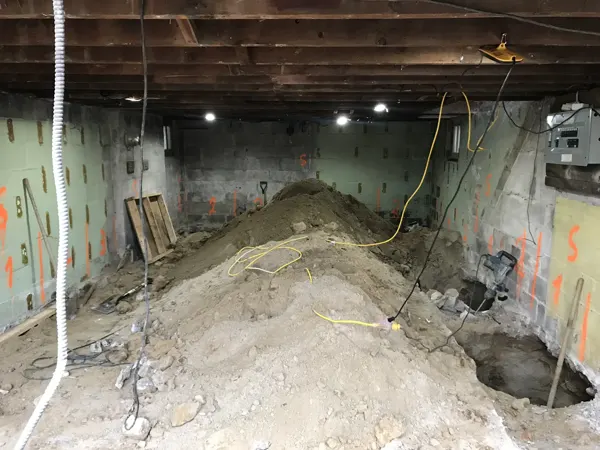 Basement — excavation below the existing floor