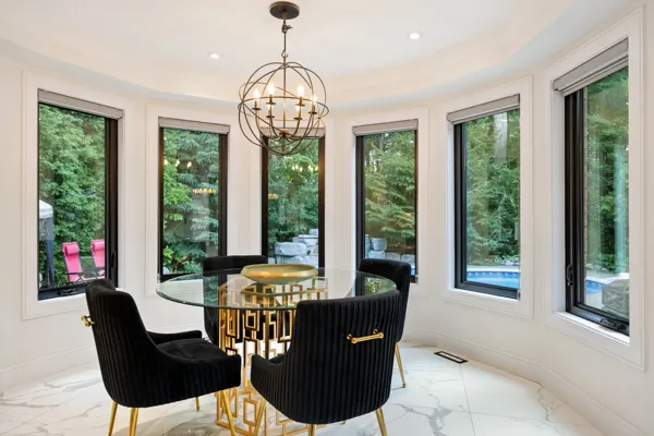 Finished dining nook with bay windows