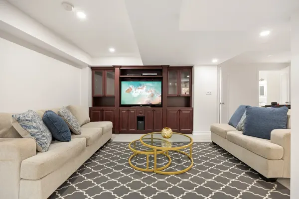 Finished basement living area