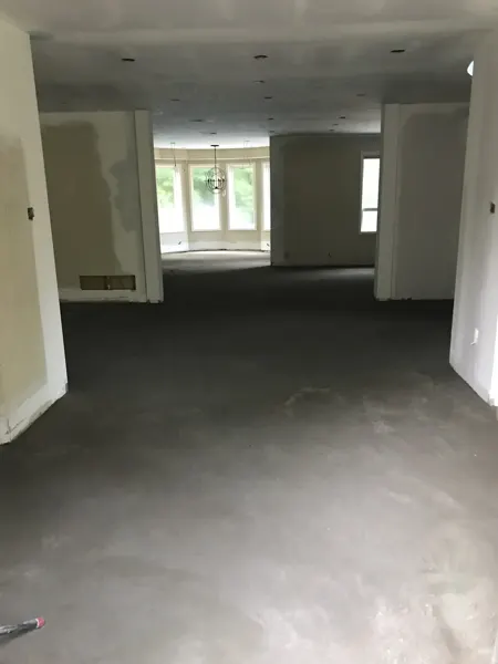 Main-floor floor leveling and wall preparation
