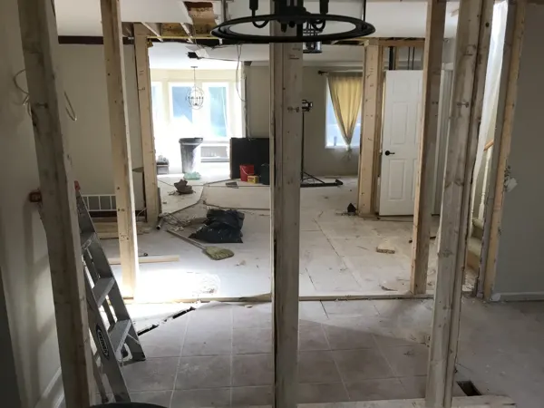 Partition framing and floor preparation