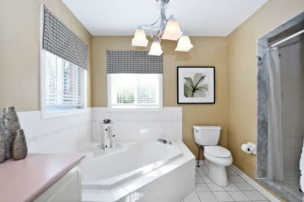 Original corner bath, toilet and shower
