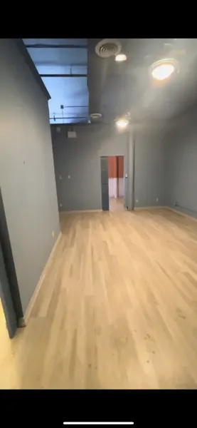 Existing blue room before the salon renovation
