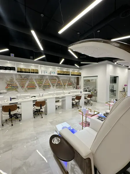 Completed salon interior and service counter