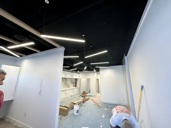 Service-area and lighting installation in progress
