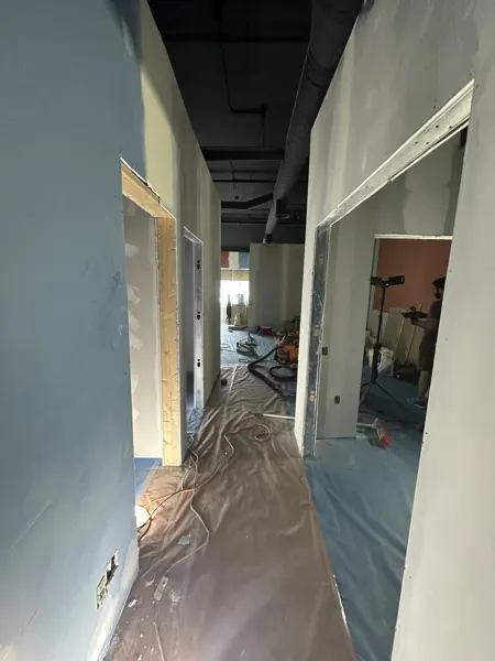 Corridor and treatment-room openings during wall finishing