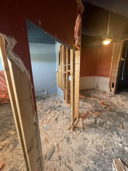 Original partition and doorway demolition