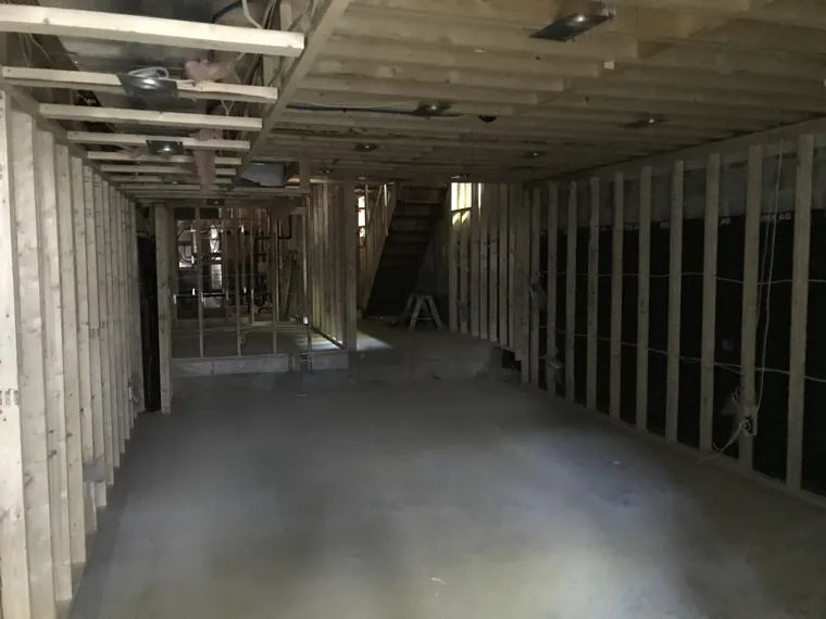 Basement — partitions along the new concrete floor