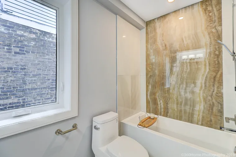 Completed bathtub and toilet