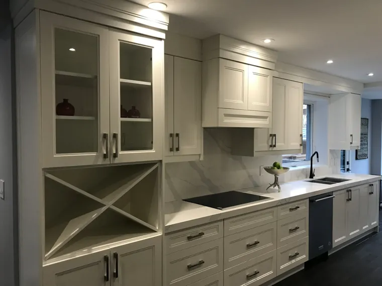 Completed kitchen cabinets and worktop